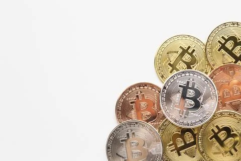 Copy space bitcoin different colors Resolution and high quality beautiful photo Foto stock