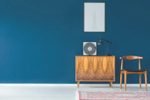 Copy space on blue wall Stock-Fotos