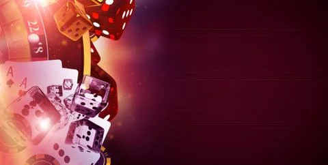 Copy Space Casino Banner 3D Rendered Illustration. Casino Gambling Concept. Illustration