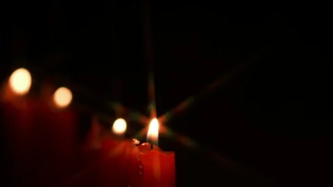 Copy space, flame burning on candle with isolated on black background Stock Footage 310130769