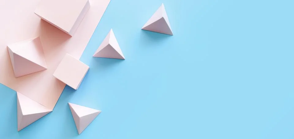 Copy space geometric paper objects Stock Photos