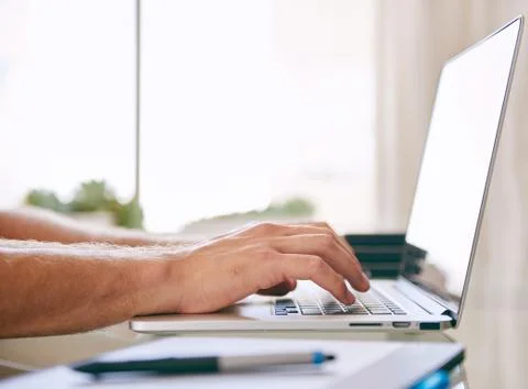 Copy space with hands busy typing on a notebook Fotos Stock
