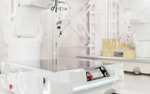 Copy space on a machine with an automatic pick and place machine. Electroni.. Stock Illustration