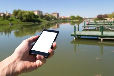 Copy Space Mobile on Hand Stock Photos