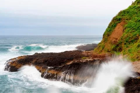 Copy space Oregon's  Devil's Churn State Park Stock Photos