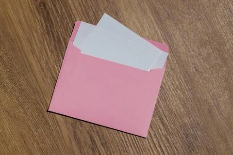 Copy space pattern for text on white paper pink envelope Stock Photos
