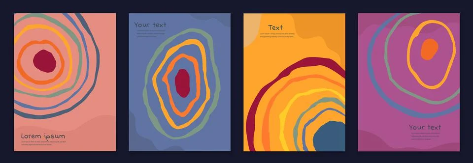 Copy space poster set. Creative design layout template with concentric circles. Stock Illustration