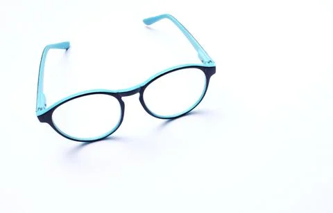 Copy space round black Eye Glasses isolate on white Background Stock Photos