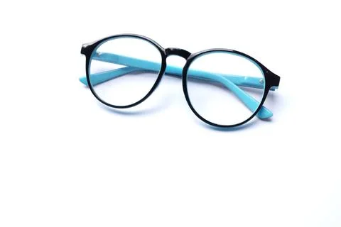 Copy space round black Eye Glasses isolate on white Background Stock Photos