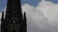 Copy Space Scary Gothic Towers Silhouettes Clouds Fast Moving Cologne Cathedral HD Footage