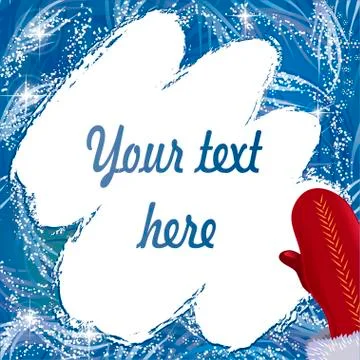 Copy space in shape of cleaned frozen window with red mitten Stock Illustration
