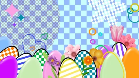 Copy space with small square background and joyful moving Easter eggs Stock Footage 265140495