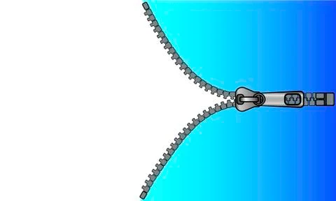 Copy space for your text - half-open fastener - the zipper divides the space Stock Illustration