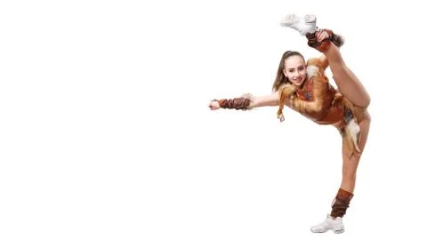 Copy space, your text here. Young professional cheerleader dressed in a warri Stock Photos