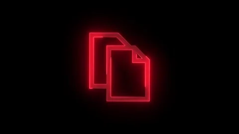 Copy stroke icon glowing neon red color animation Stock Footage 289399265