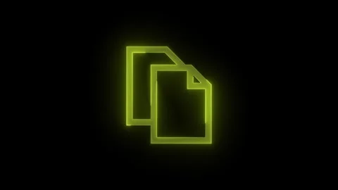 Copy stroke icon glowing neon yellow color animation Stock Footage 289399274