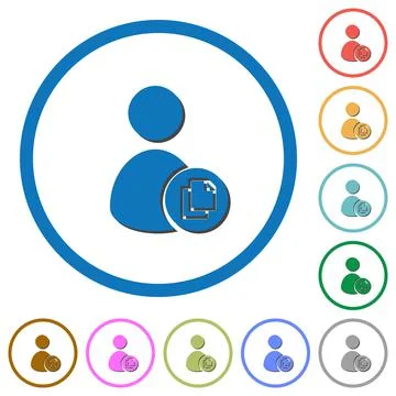 Copy user account data icons with shadows and outlines Stock Illustration