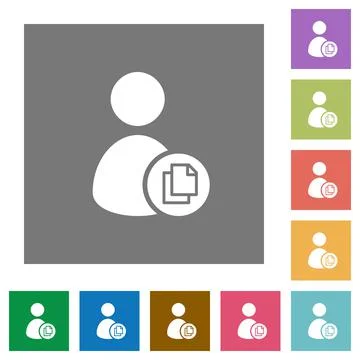 Copy user account data square flat icons Stock Illustration