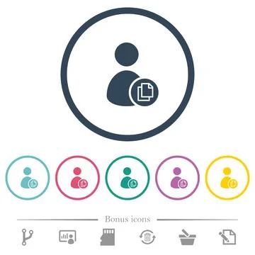 Copy user account flat color icons in round outlines イラスト素材