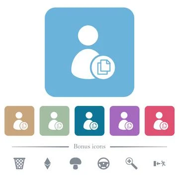 Copy user account flat icons on color rounded square backgrounds イラスト素材