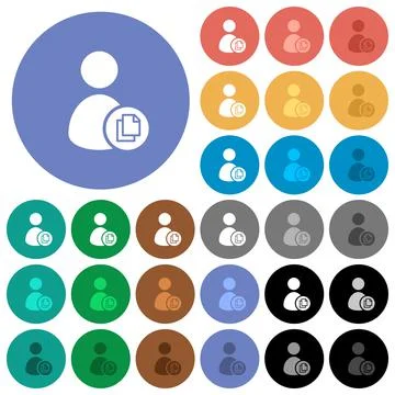 Copy user account round flat multi colored icons Stock Illustration