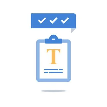 Copy writing, summary clipboard, text editor, education assignment Stock Illustration