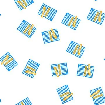 Copybook and pen vector seamless pattern Stock Illustration