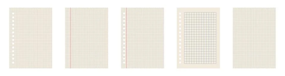 Copybook Notebook Notepad Paper Grid Lined Squared Plan Page Paper Vector Note Stock Illustration