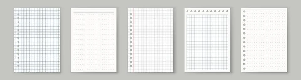 Copybook Notebook Notepad Paper Grid Lined Squared Plan Page Paper Vector Note Stock Illustration