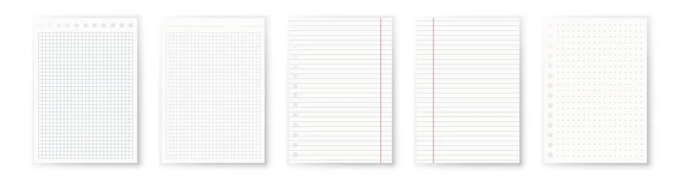 Copybook Notebook Notepad Paper Grid Lined Squared Plan Page Paper Vector N.. Illustrazione stock