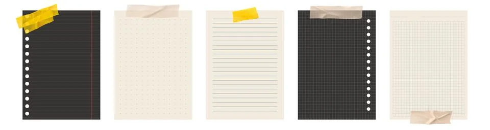 Copybook Notebook Notepad Paper with Washi Tape Strip Grid Lined Squared Pl.. Stock Illustration