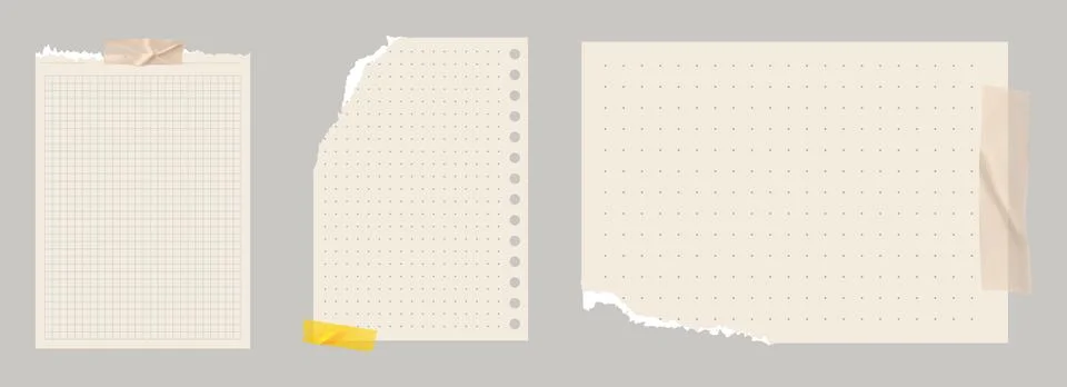 Copybook Notebook Notepad Torn Paper with Washi Tape Strip Grid Lined Squar.. Ilustração Stock