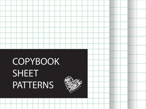 Copybook sheet pattern set. Squared paper backgrounds Stock Illustration