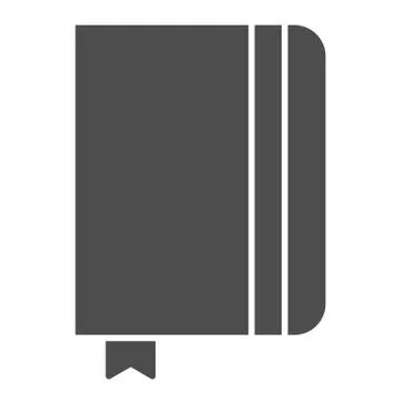 Copybook solid icon. Notepad with elastic and bookmark symbol, glyph style Illustrazione stock