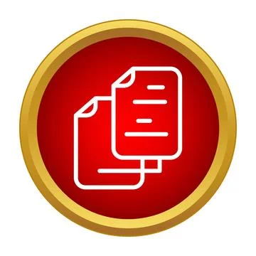 Copying documents icon on a red circular button Stock Illustration