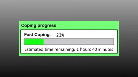 Copying file transfer with loading animation Isolated. Animated file transfer pr Stock Footage 324575034