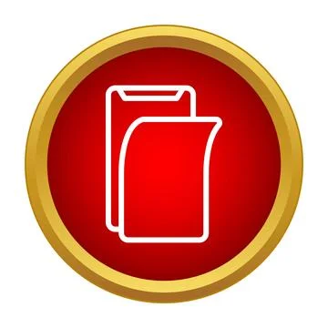 Copying files icon on red circle button with white outline Stock Illustration