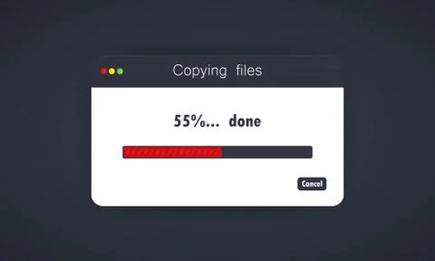 Copying files or files transfer process. Data transmission. For web banner, w Illustrazione stock