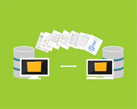 Copying files process. Files transfer between devices. Import or export data  Stock Illustration