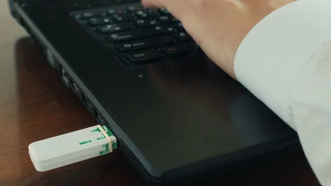 Copying information to usb flash drive, theft of corporate data, byte and bit Stock Footage 95339793