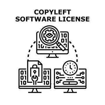 Copyleft software license development process illustration Stock Illustration