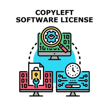 Copyleft software license development process illustration Stock Illustration