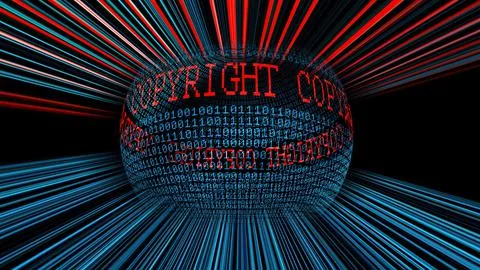 Copyright and binary data sphere concept Stock Illustration