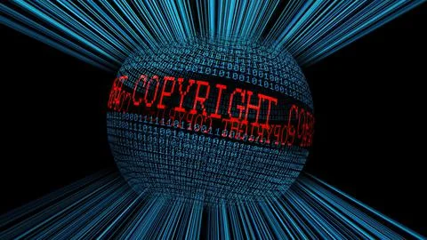 Copyright and binary data sphere concept Stock Illustration
