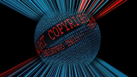 Copyright and binary data sphere concept イラスト素材