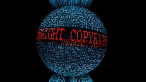 Copyright and binary data sphere concept Stock Illustration