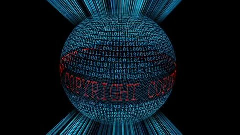 Copyright and binary data sphere concept Stock Illustration