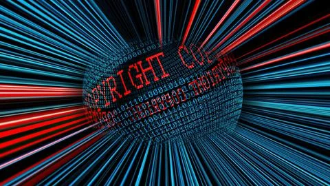 Copyright and binary data sphere concept Stock Illustration