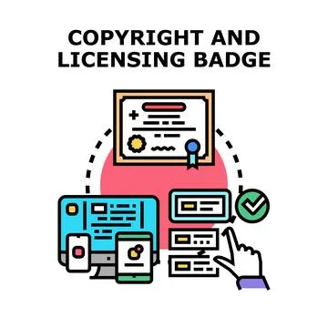 Copyright and licensing badge for digital assets protection Stock Illustration