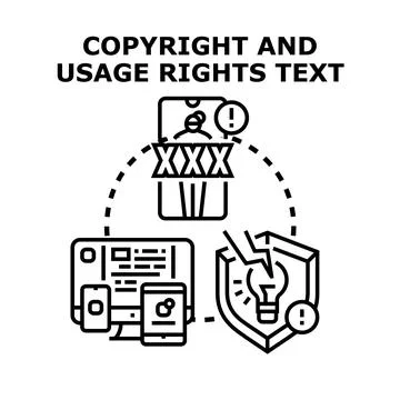 Copyright and usage rights text concept protecting intellectual property 库存插图